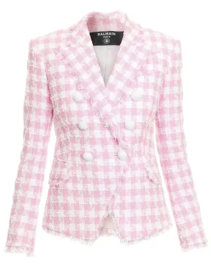 6 Button Gingham Tweed Jacket