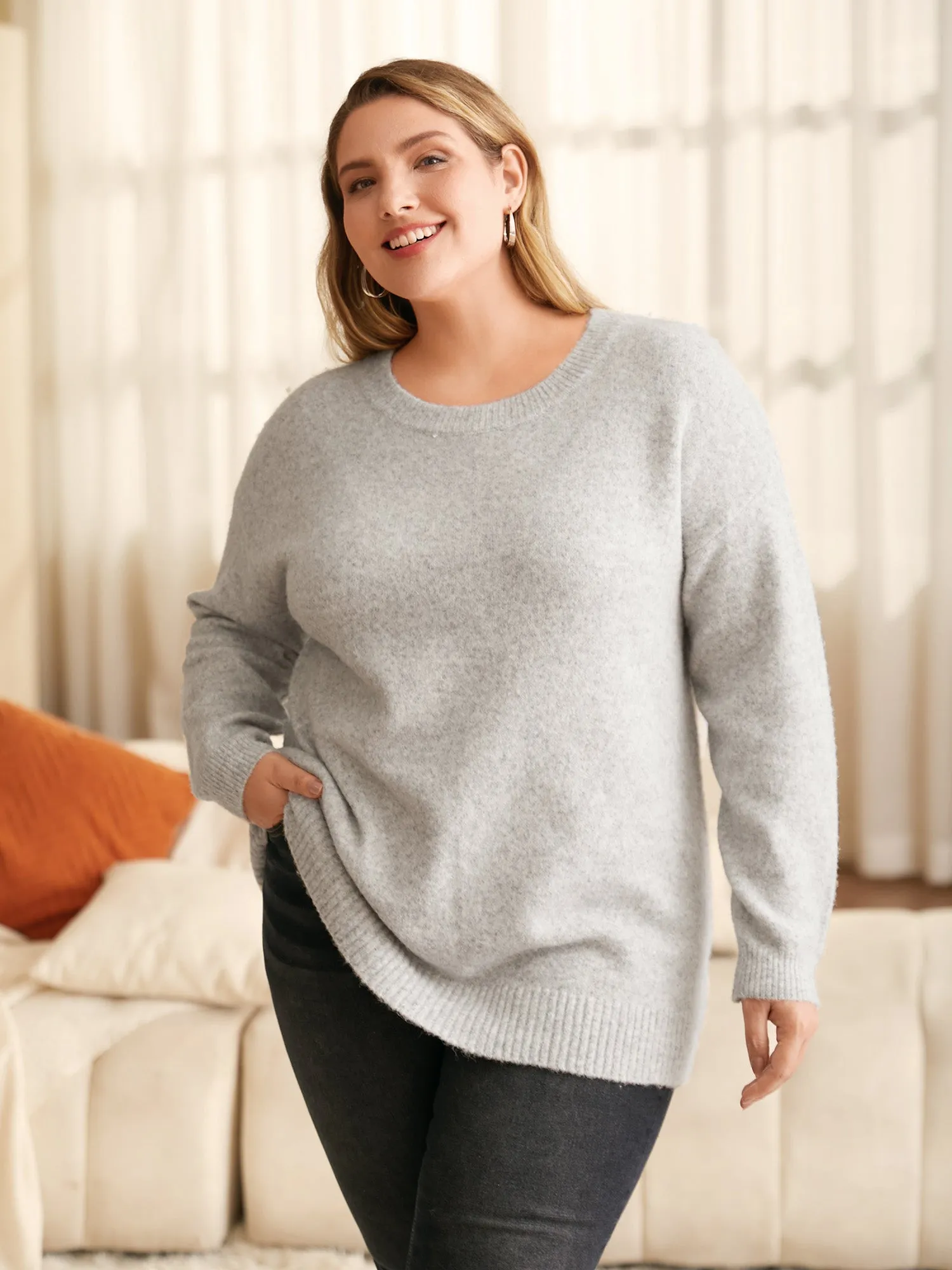 Airy Cozy Drop Shoulder Wool Pullover