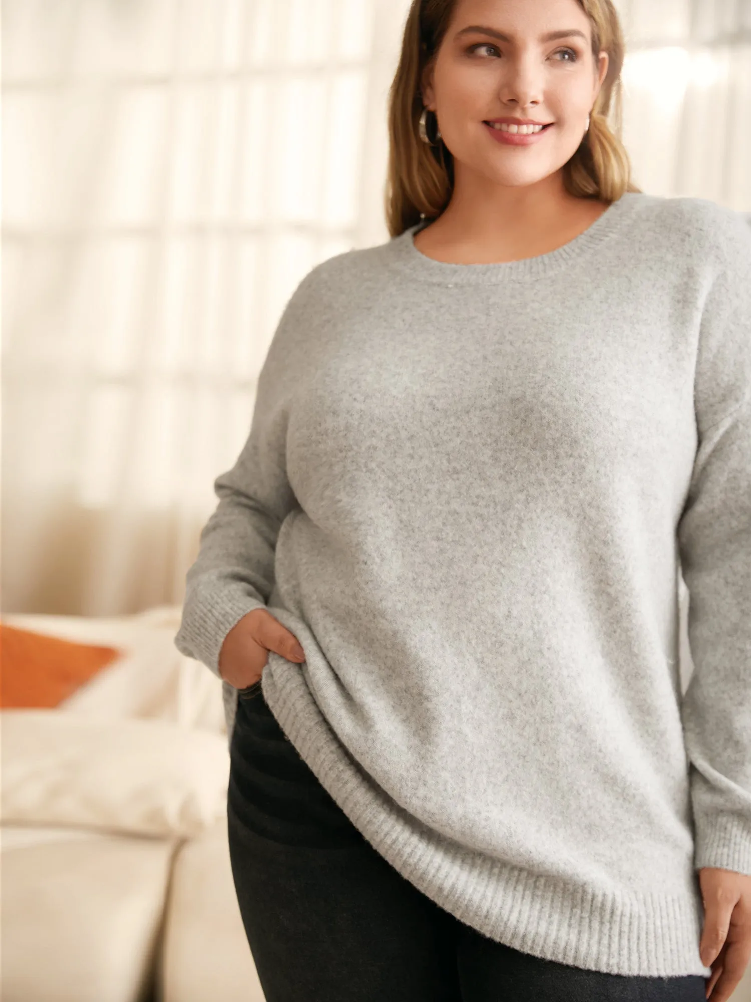 Airy Cozy Drop Shoulder Wool Pullover