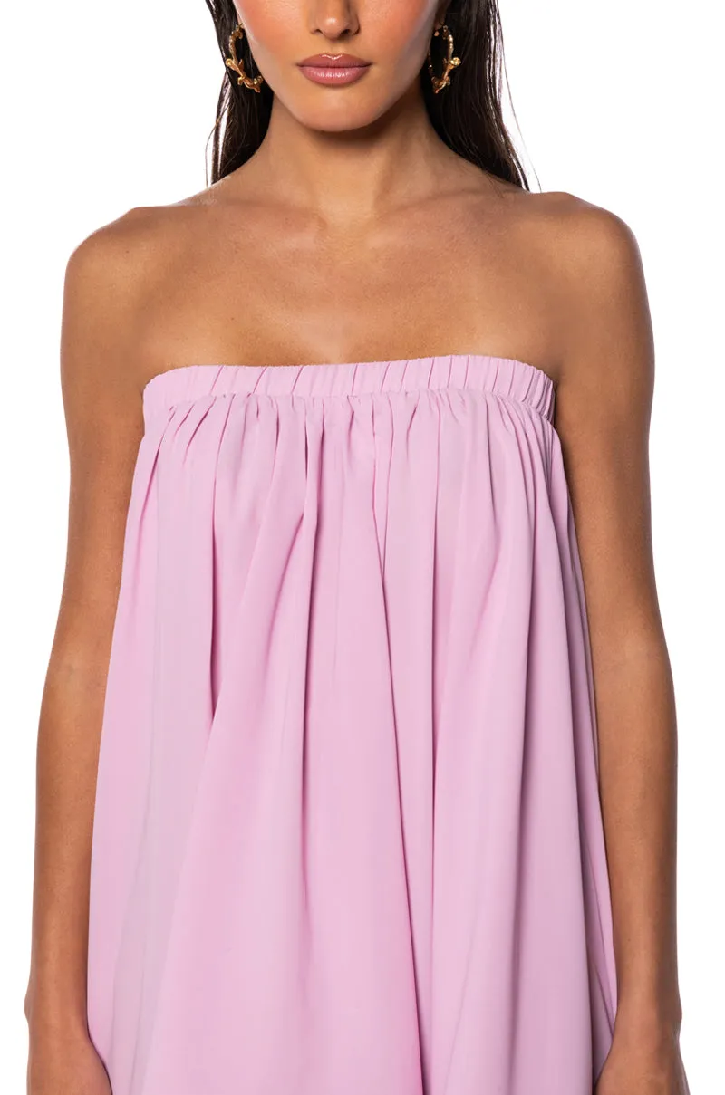 ALEX STRAPLESS HIGH LOW DRESS IN PINK