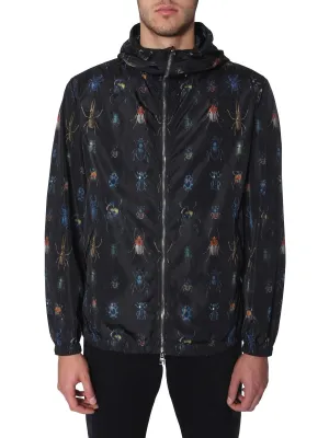 Alexander McQueen Insect Print Hooded Lightweight Jacket