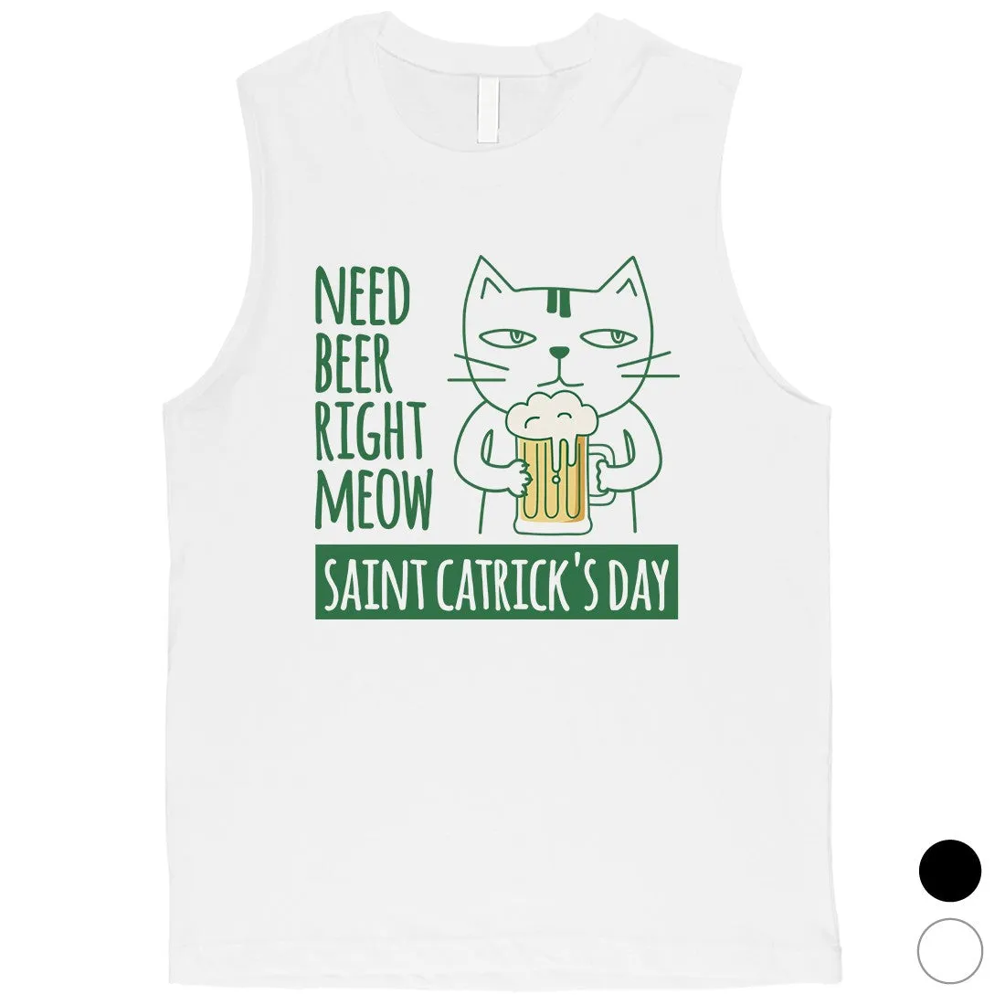 Beer Cat Patrick's Day Mens Muscle Tank Top Funny Irish Theme Tanks