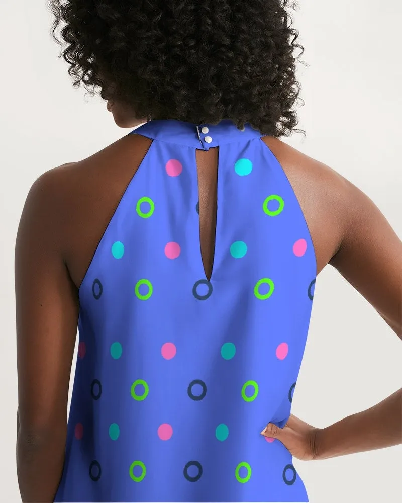 Blue Bay Dots Halter Dress