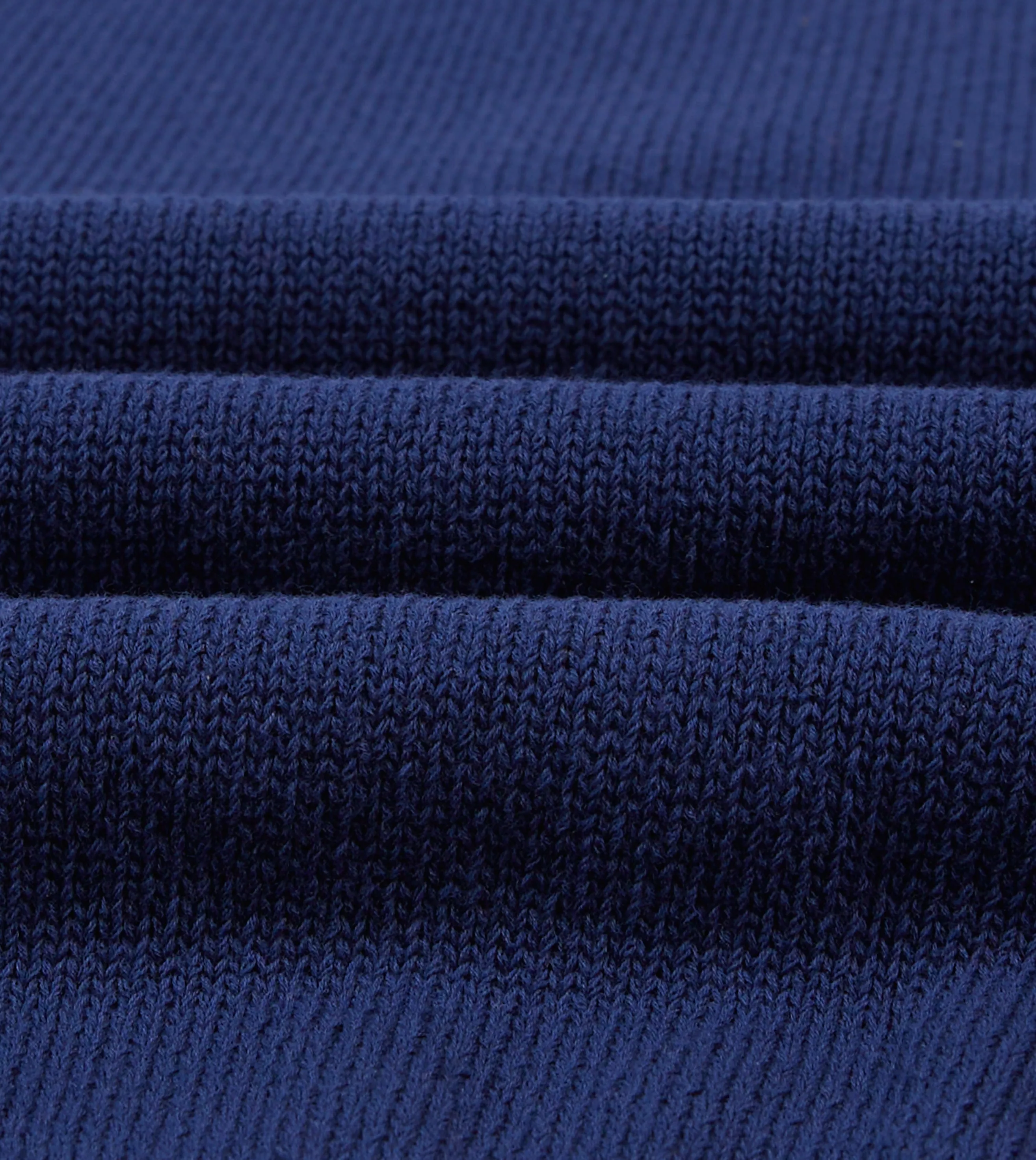 Blue Knitted Crepe Cotton Short-Sleeve Polo Shirt