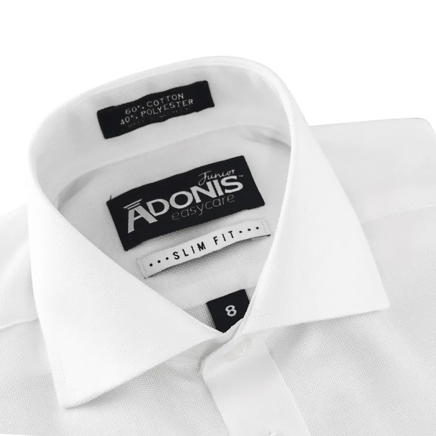 Boys Adonis White on White Slim Shirt