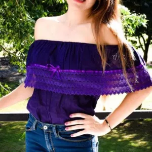 Campesina Off the Shoulder Blouse Purple