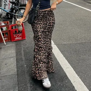 Cheetah Print High Charming Waist Maxi Skirt