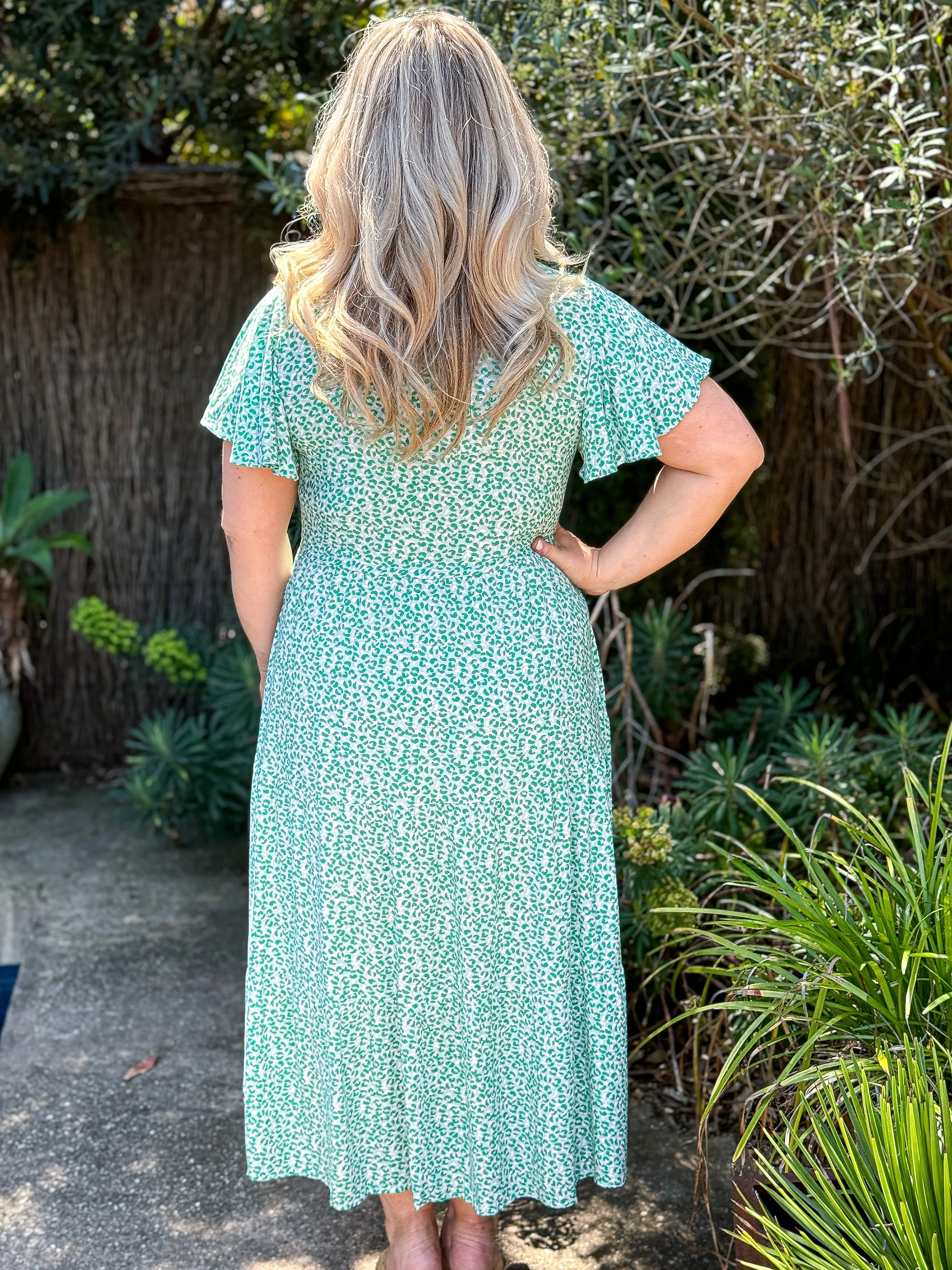 Cyan Dress - Green Leopard