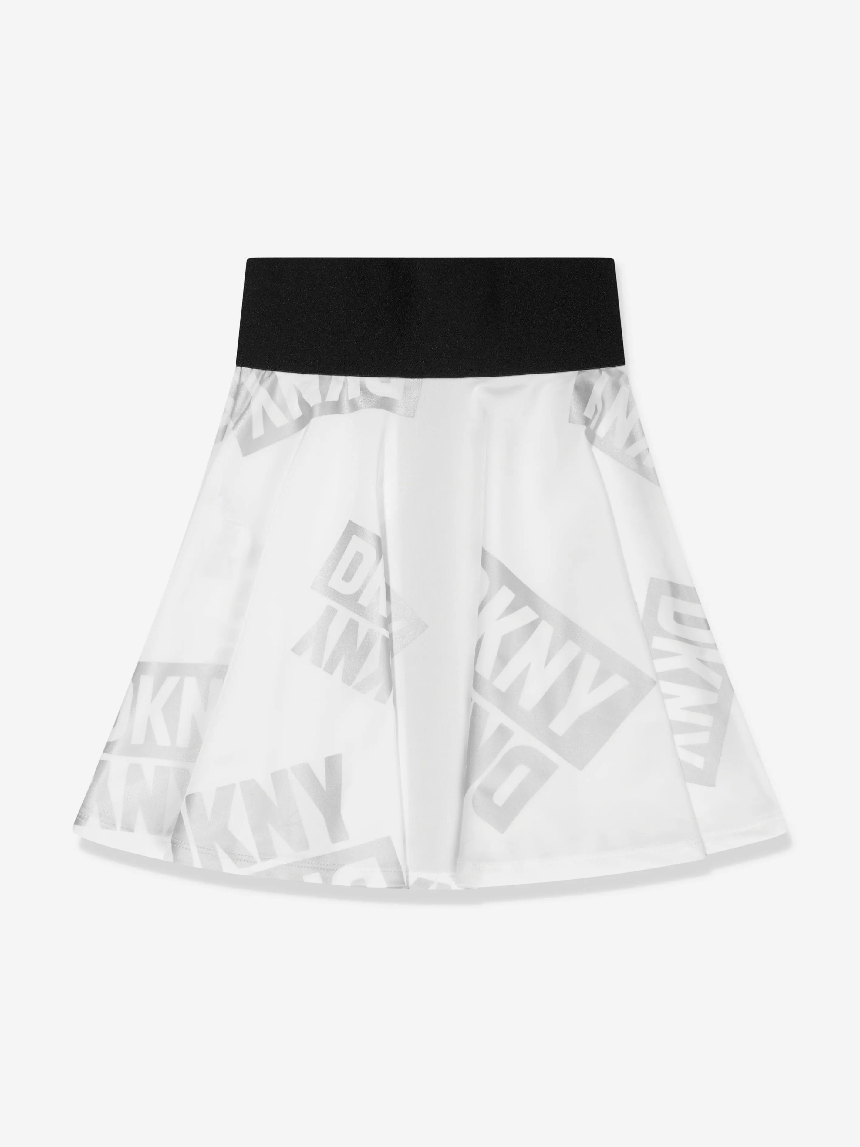 DKNY Girls Logo Print Zip Up Skirt in White