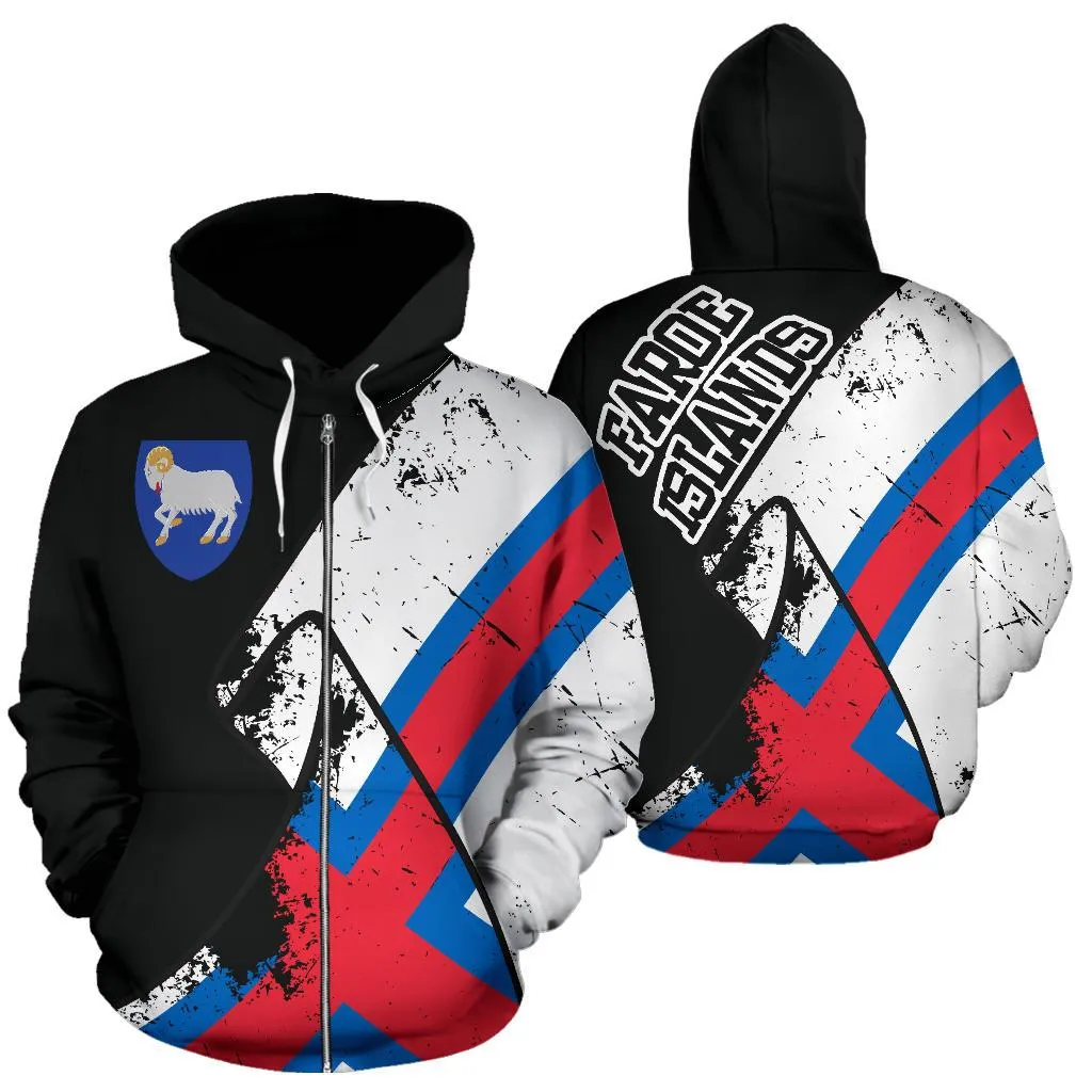 Faroe Islands Special Grunge Flag Zipper Hoodie A7