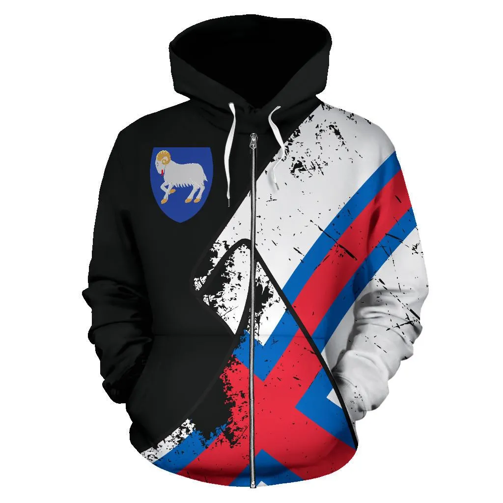 Faroe Islands Special Grunge Flag Zipper Hoodie A7