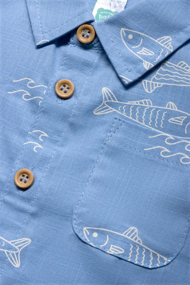 Fish Short Sleeve Shirt Blue