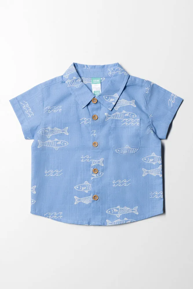 Fish Short Sleeve Shirt Blue