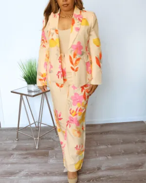 Floral Single Breasted Summer Women Blazer