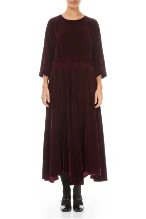 Flowy Magenta Silk Velvet Maxi Dress