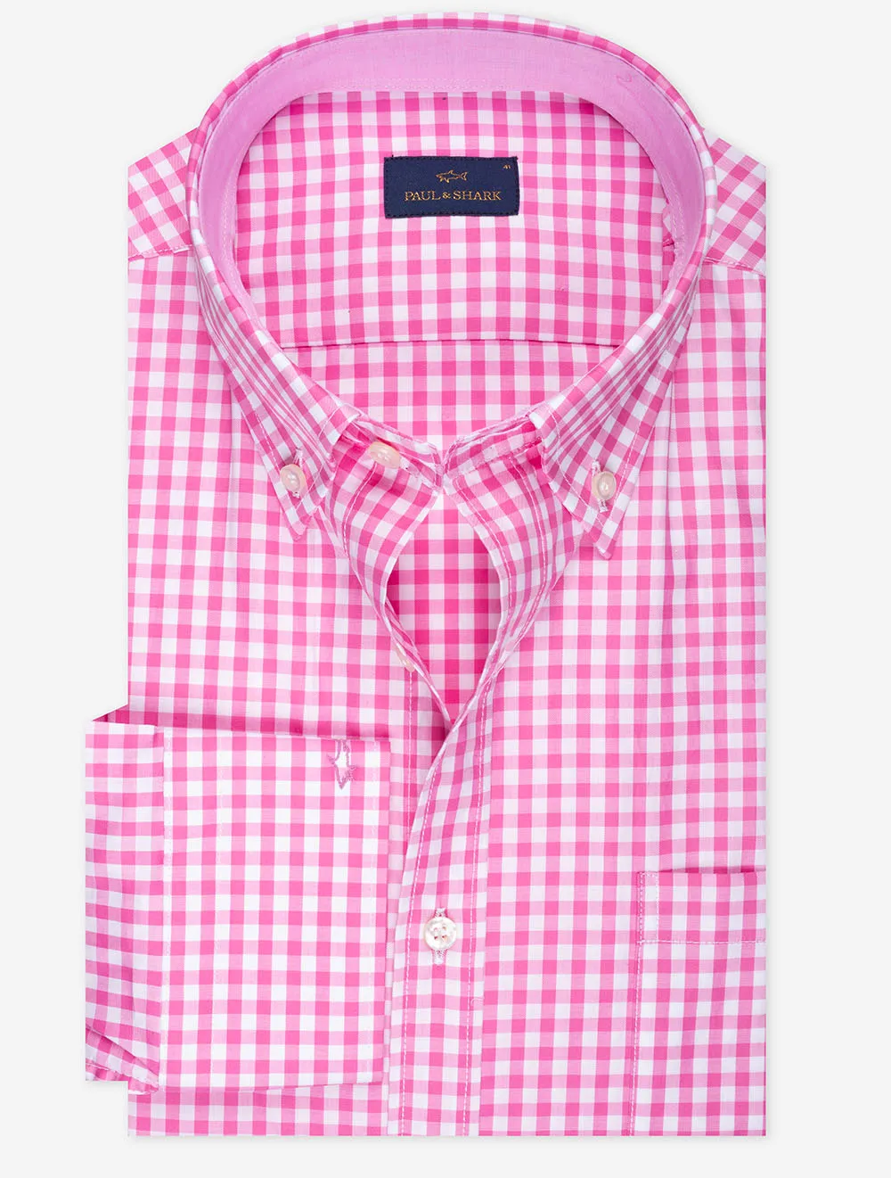 Gingham Cotton Twill Shirt Pink