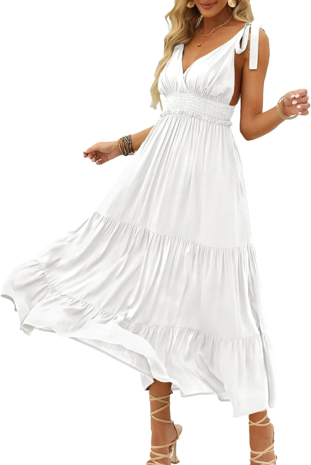 Halter Ruffle Hem Spaghetti Strap Maxi Dress