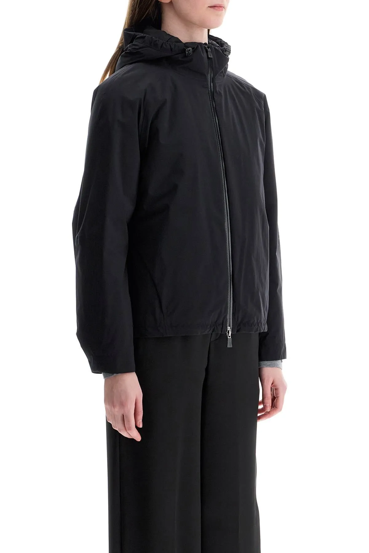 Hooded Water-Resistant Short Jacket