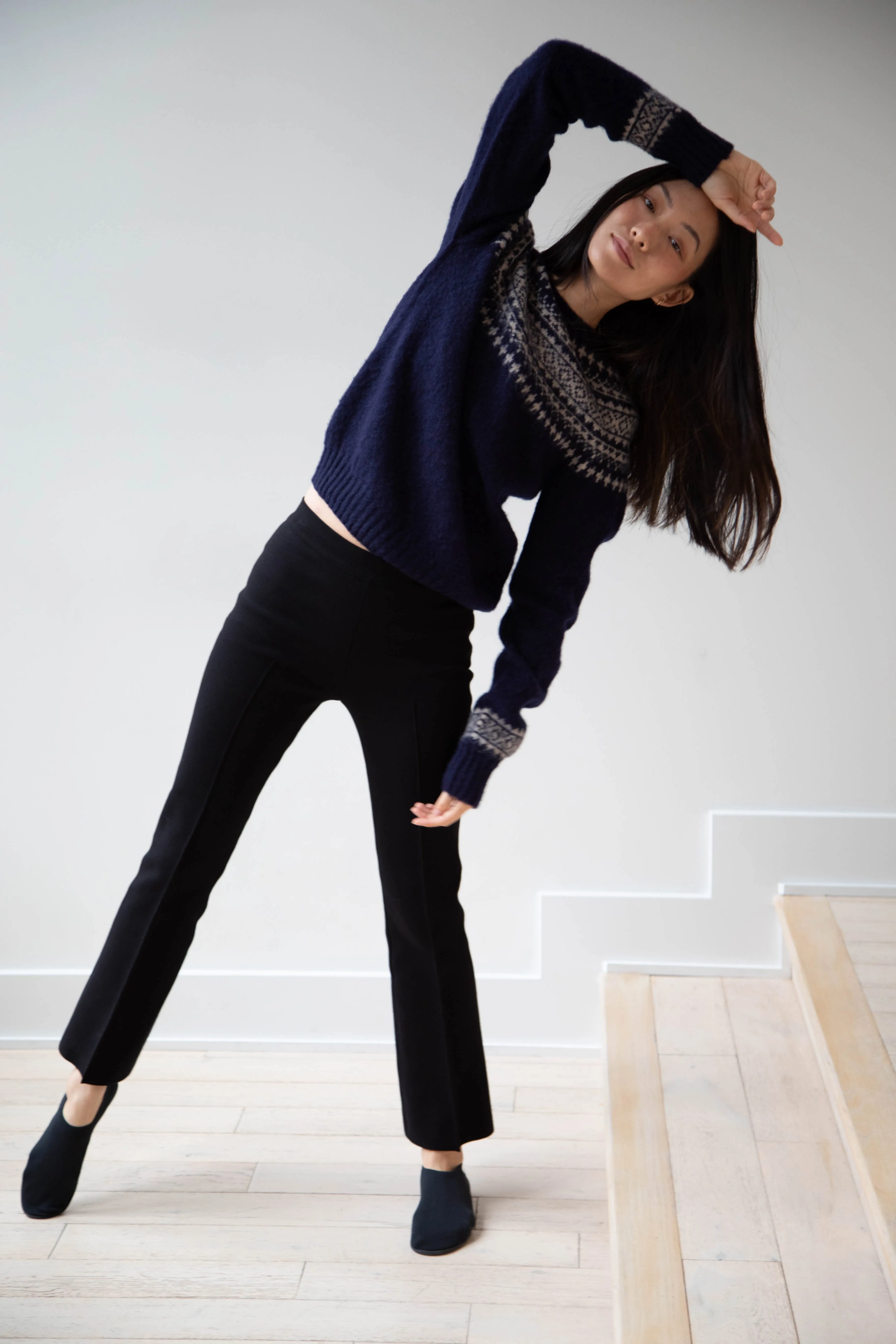 John Tulloch | Nordic Crewneck Pullover in Navy & Oatmilk