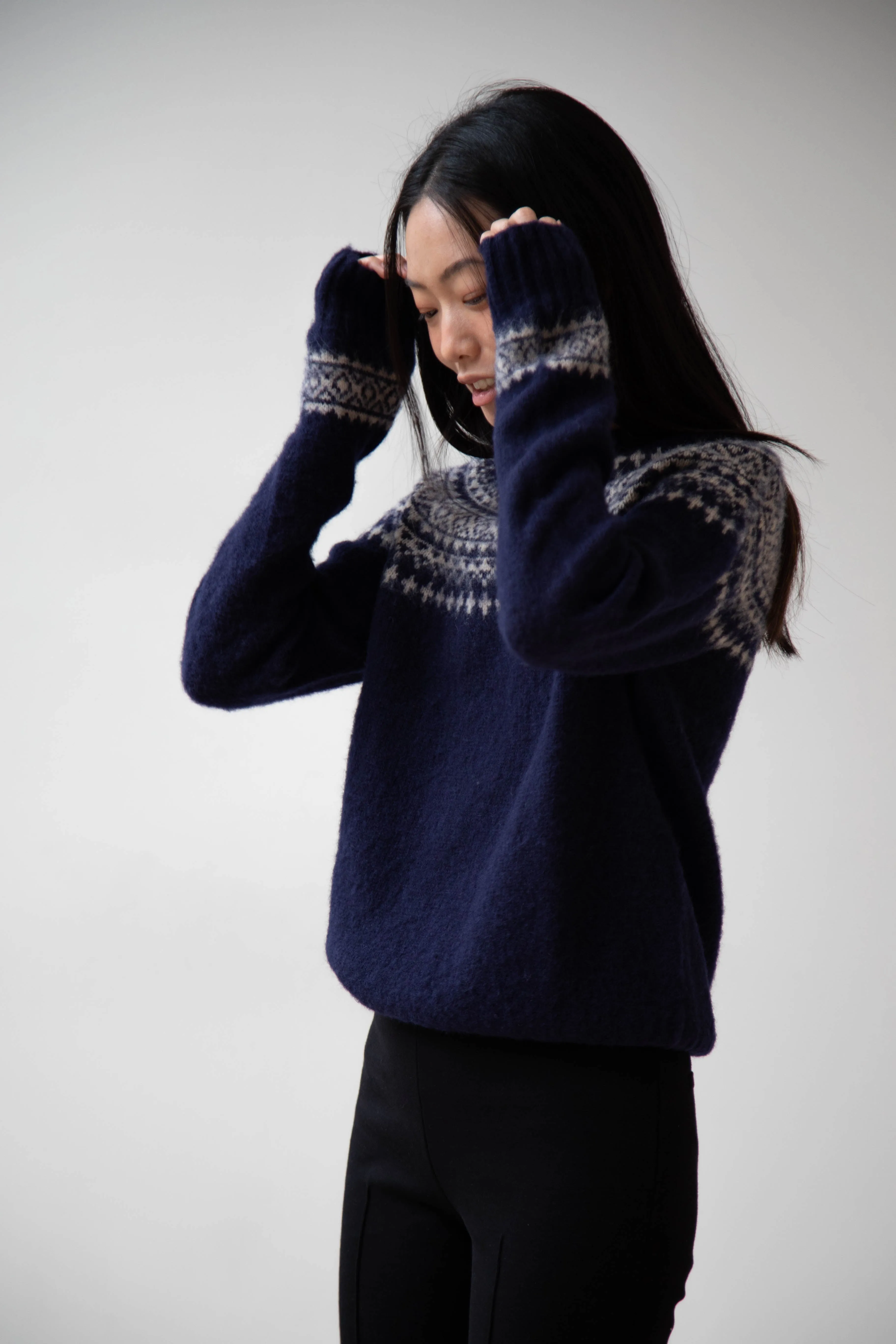 John Tulloch | Nordic Crewneck Pullover in Navy & Oatmilk