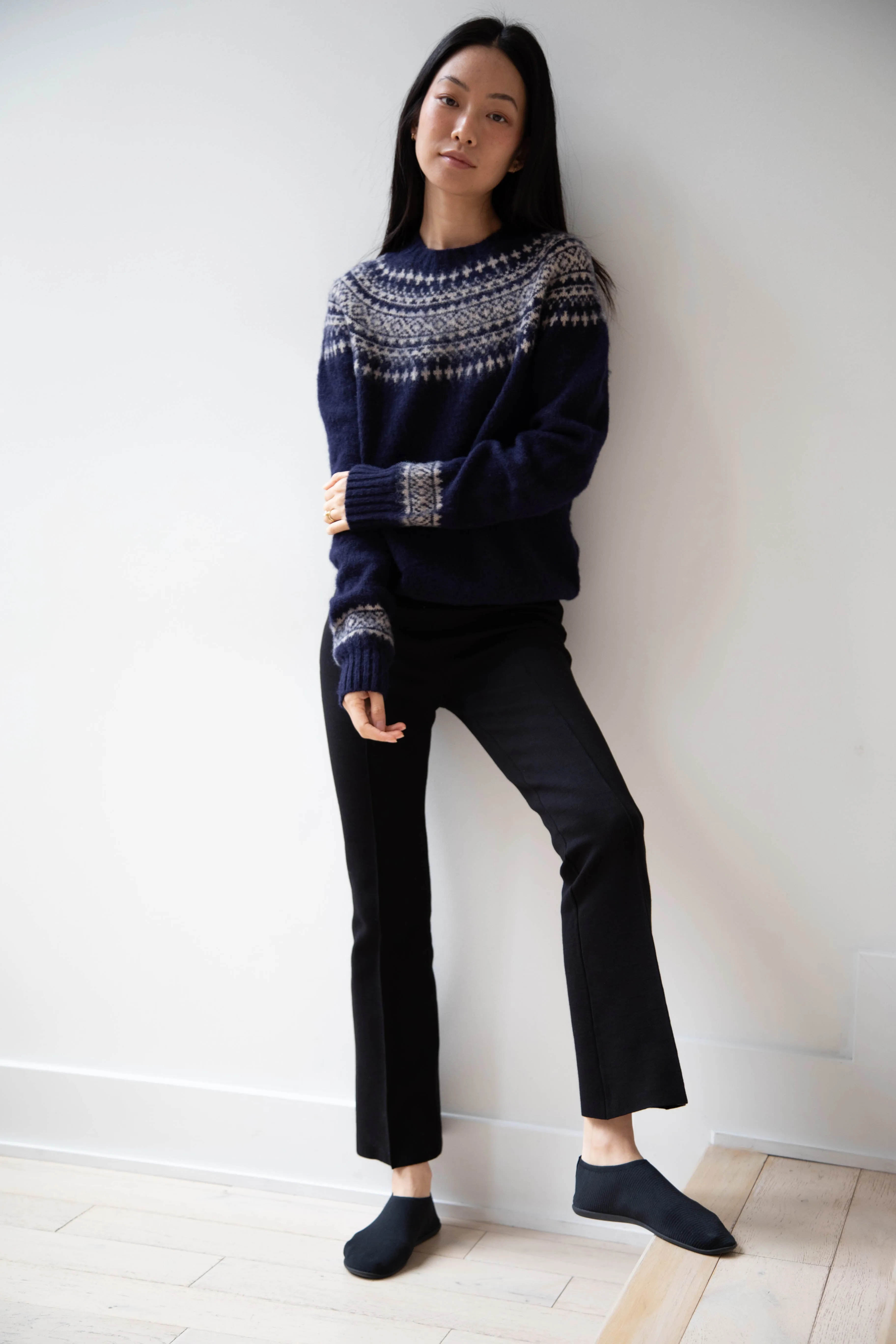 John Tulloch | Nordic Crewneck Pullover in Navy & Oatmilk