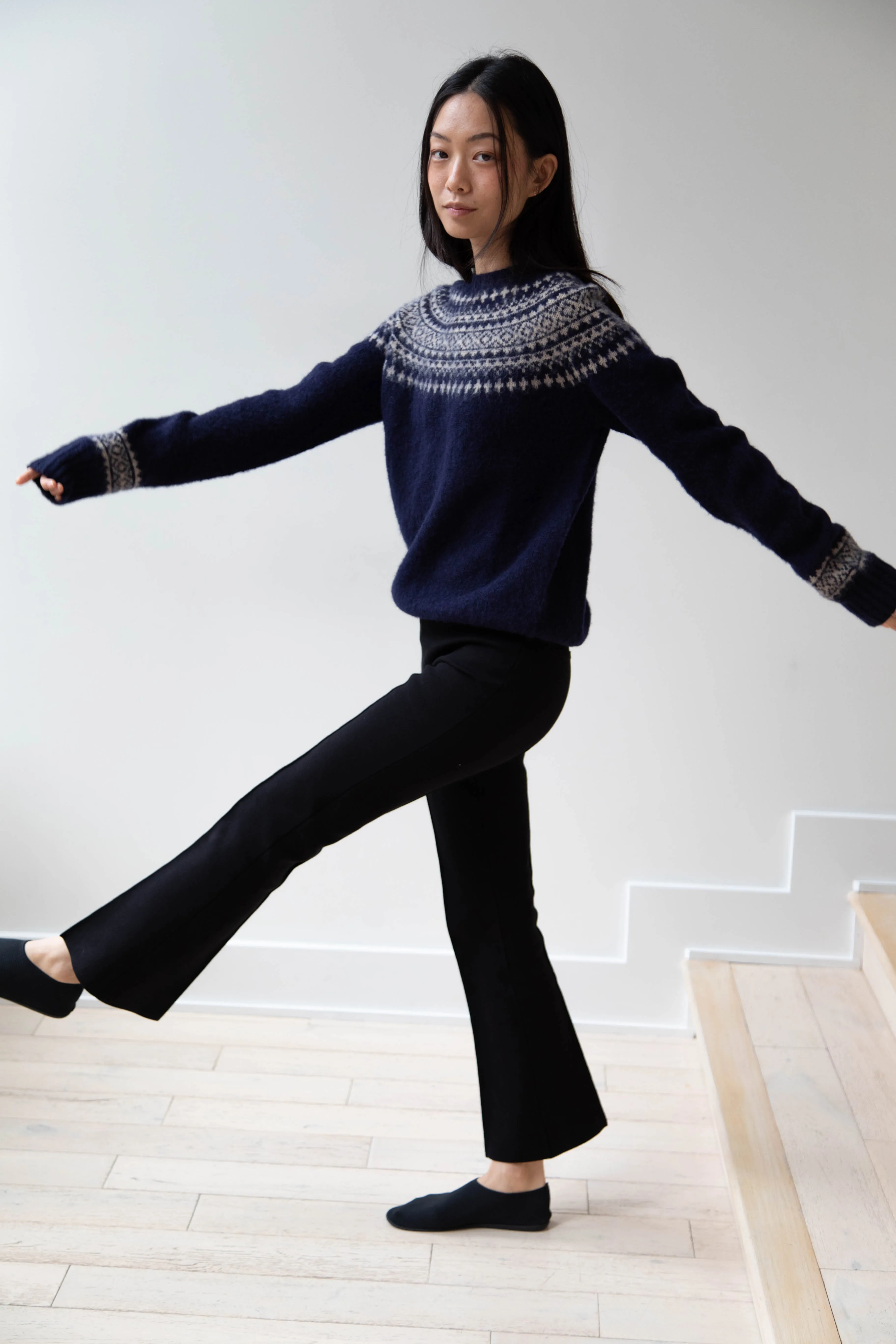 John Tulloch | Nordic Crewneck Pullover in Navy & Oatmilk