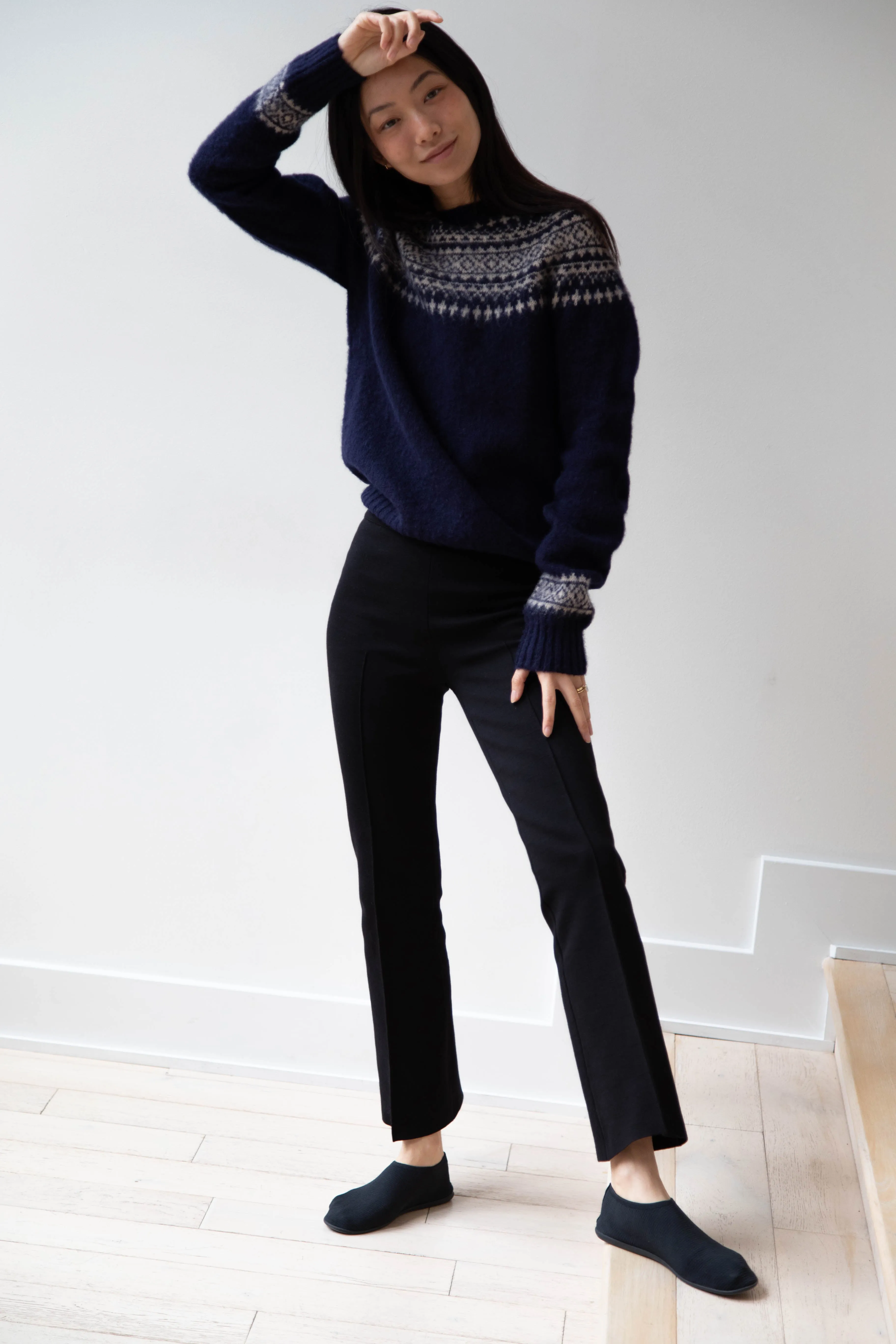 John Tulloch | Nordic Crewneck Pullover in Navy & Oatmilk