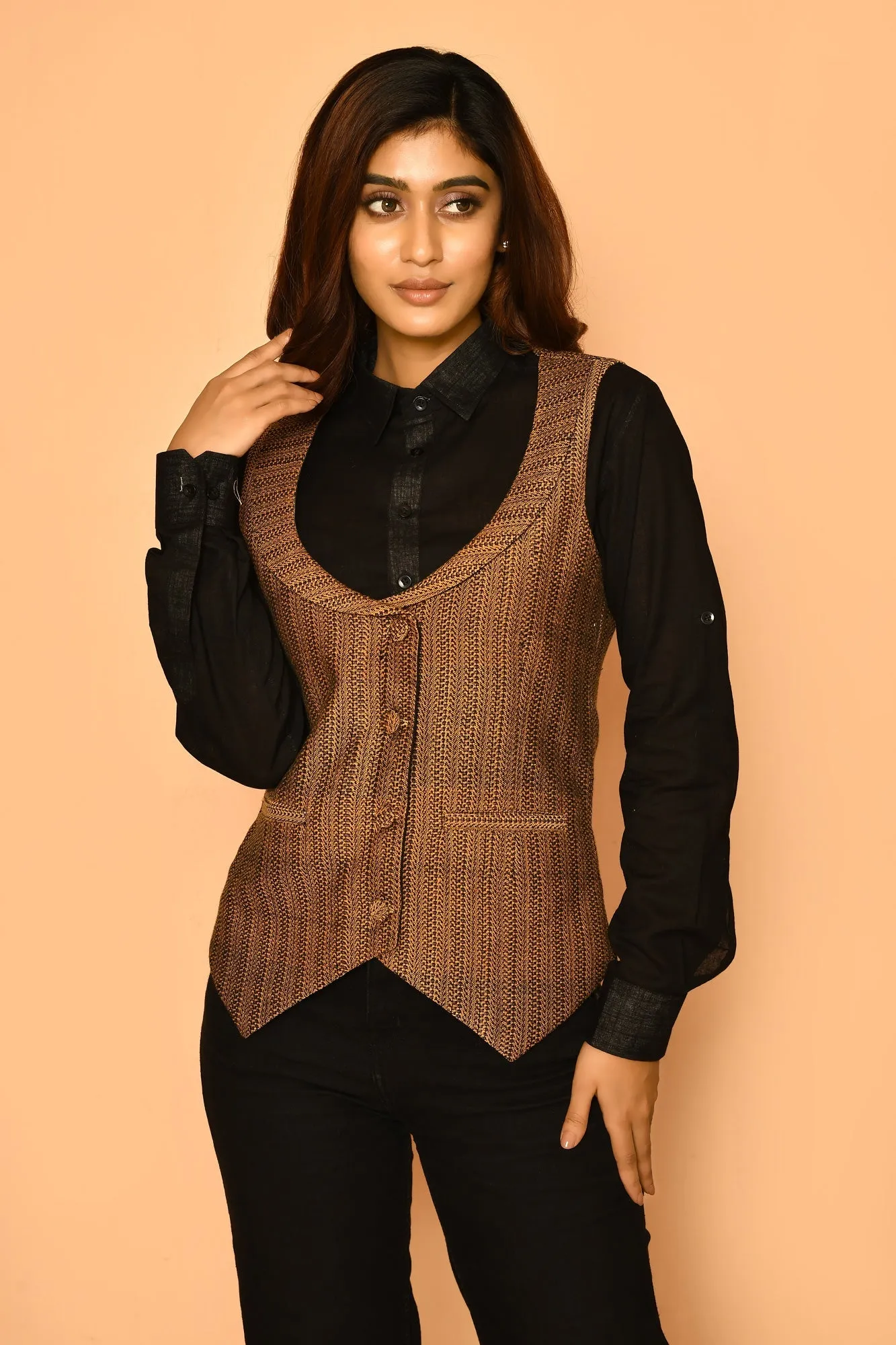 Kyra Handloom Cotton Waist Blazer