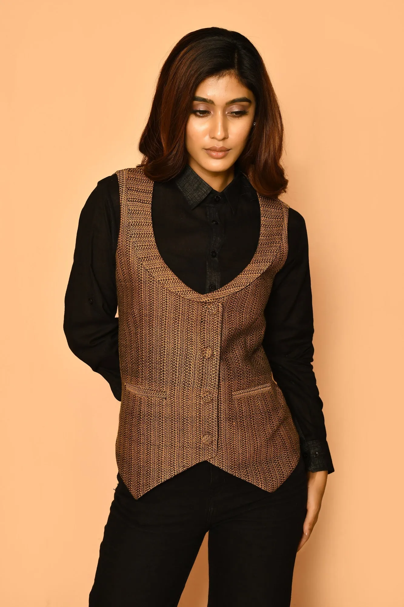 Kyra Handloom Cotton Waist Blazer