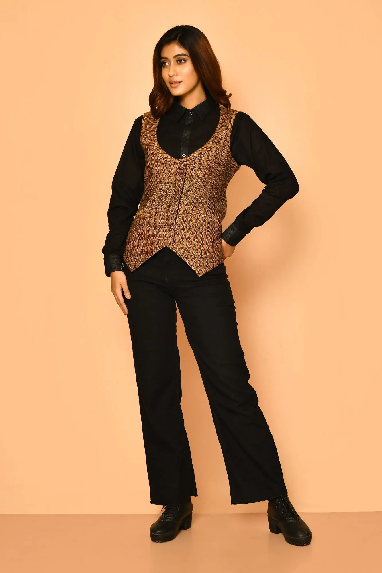 Kyra Handloom Cotton Waist Blazer