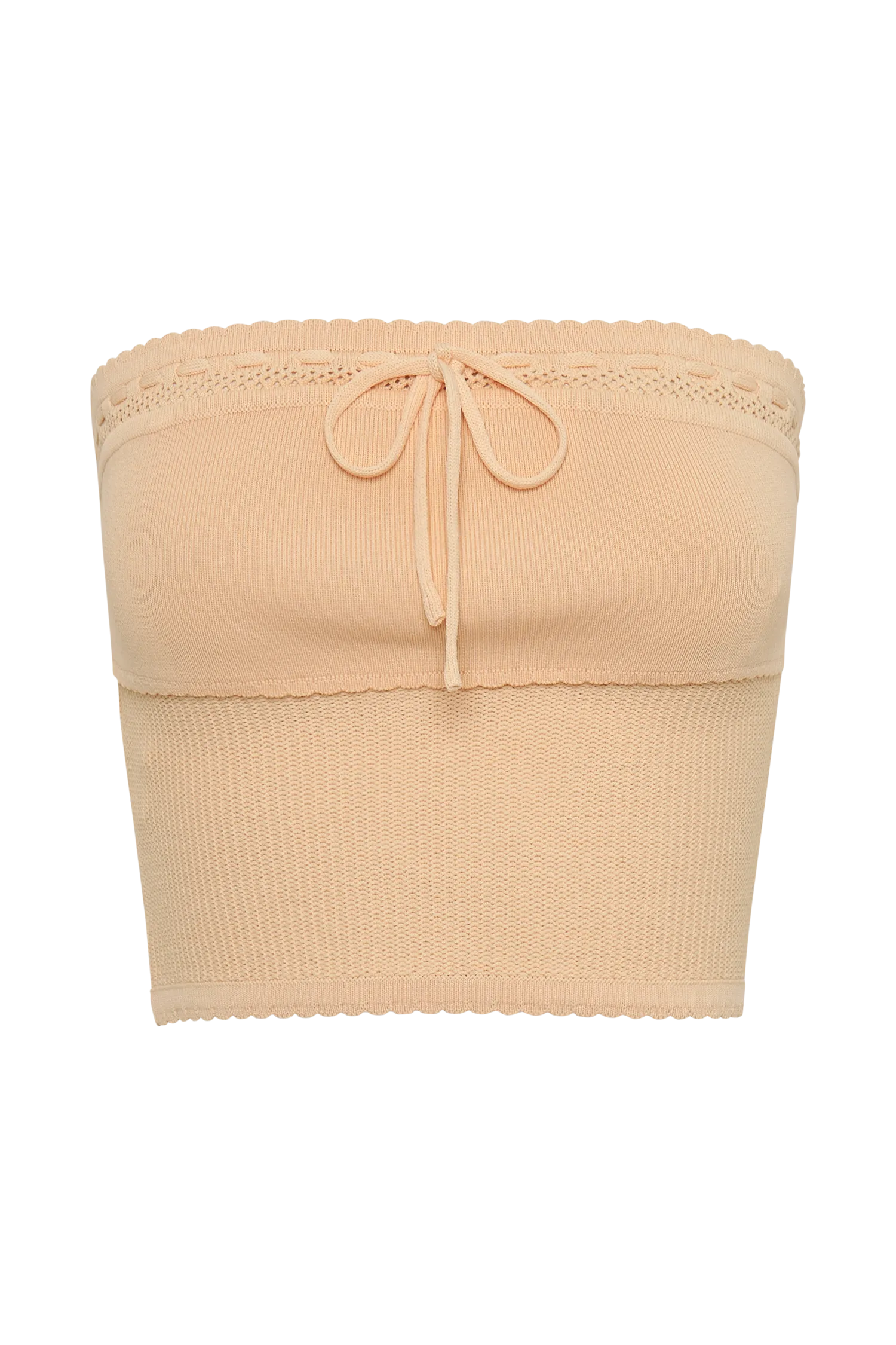 Kyra Waffle Knit Tube Top - Apricot