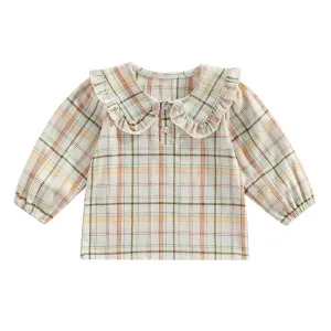 Long Sleeve Plaid Collar Toddler Shirt