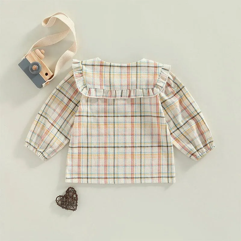 Long Sleeve Plaid Collar Toddler Shirt