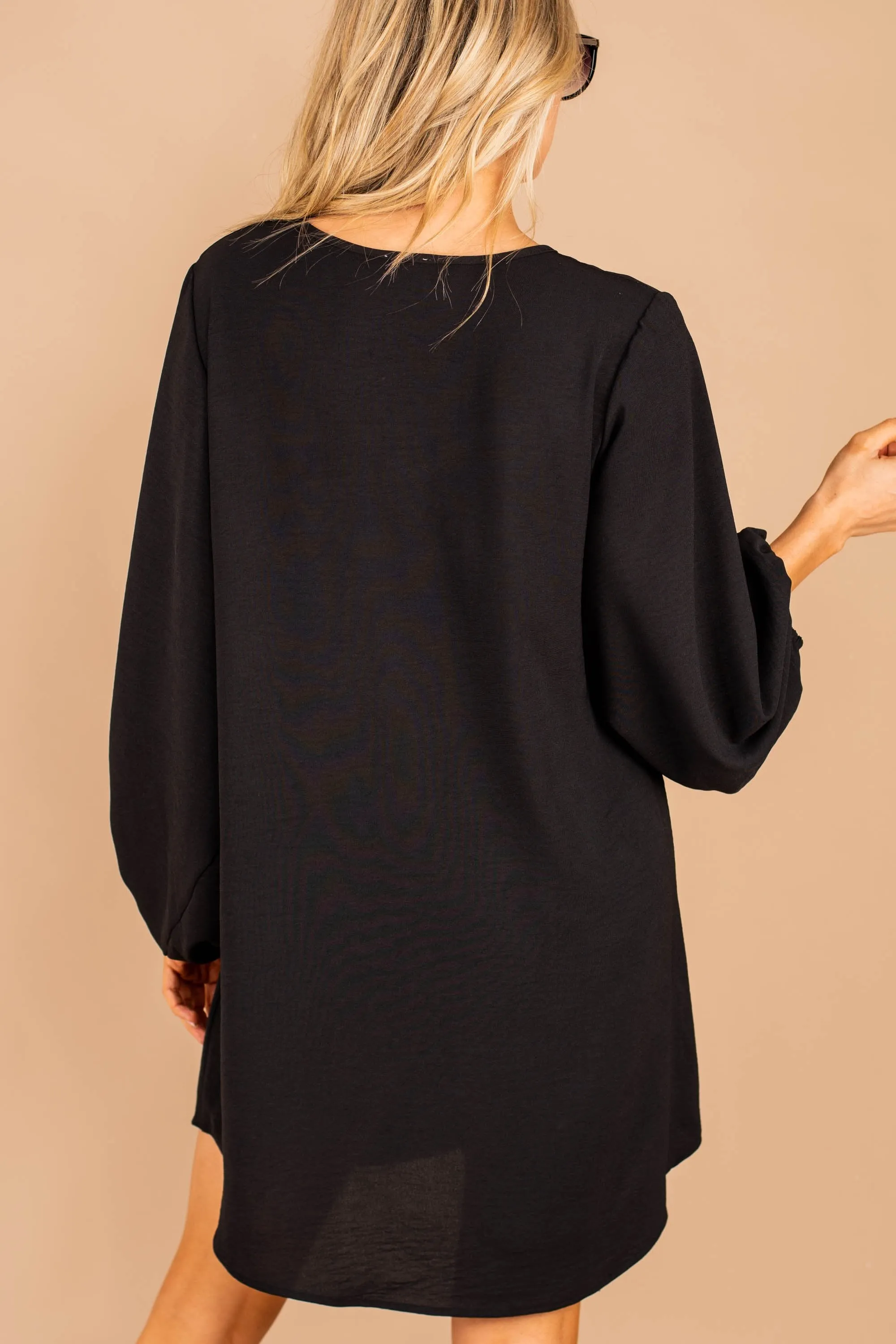 Loud And Clear Black Bubble Sleeve Dress