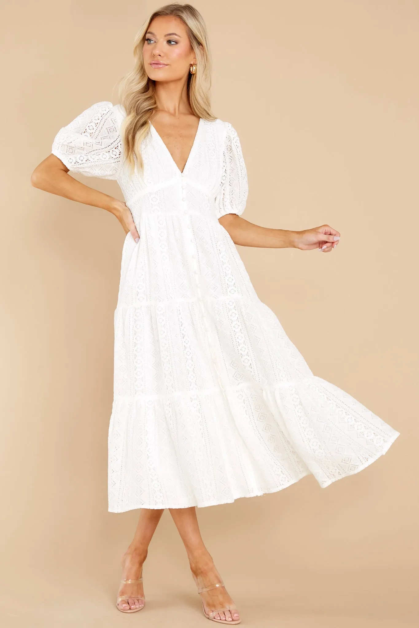 Love Like You White Lace Midi Dress