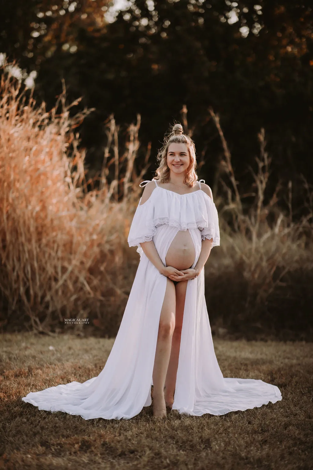 Maternity Photoshoot Dresses Hire - Grace - White Gown - 4 DAY RENTAL