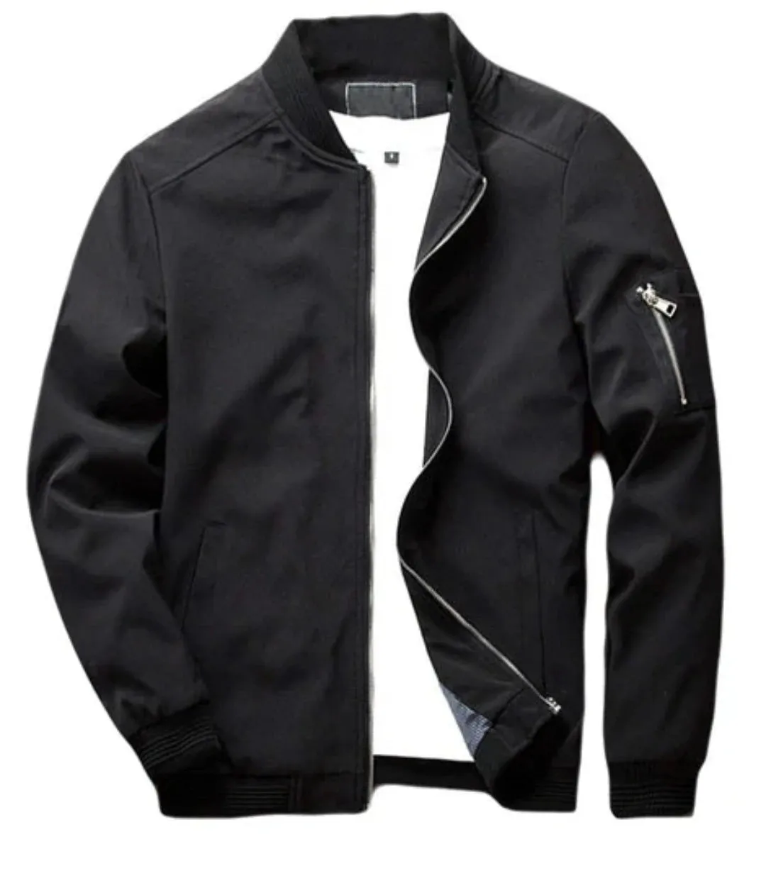 Men Black Slim Fit Lightweight Sportswear Flight Bomber Jacket Softshell Casual Coat- S