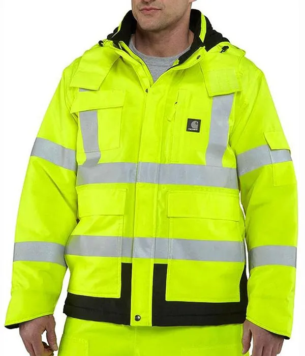 Men's High Visibility Reflective Jackets Waterproof Safety Jacket Work Construction Coats