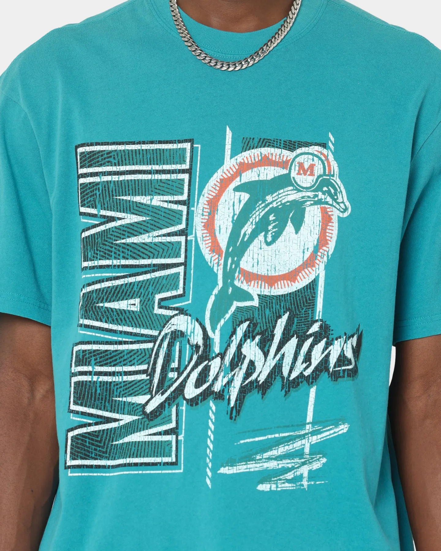 Mitchell & Ness Miami Dolphins Vintage Zig Zag T-Shirt Faded Teal