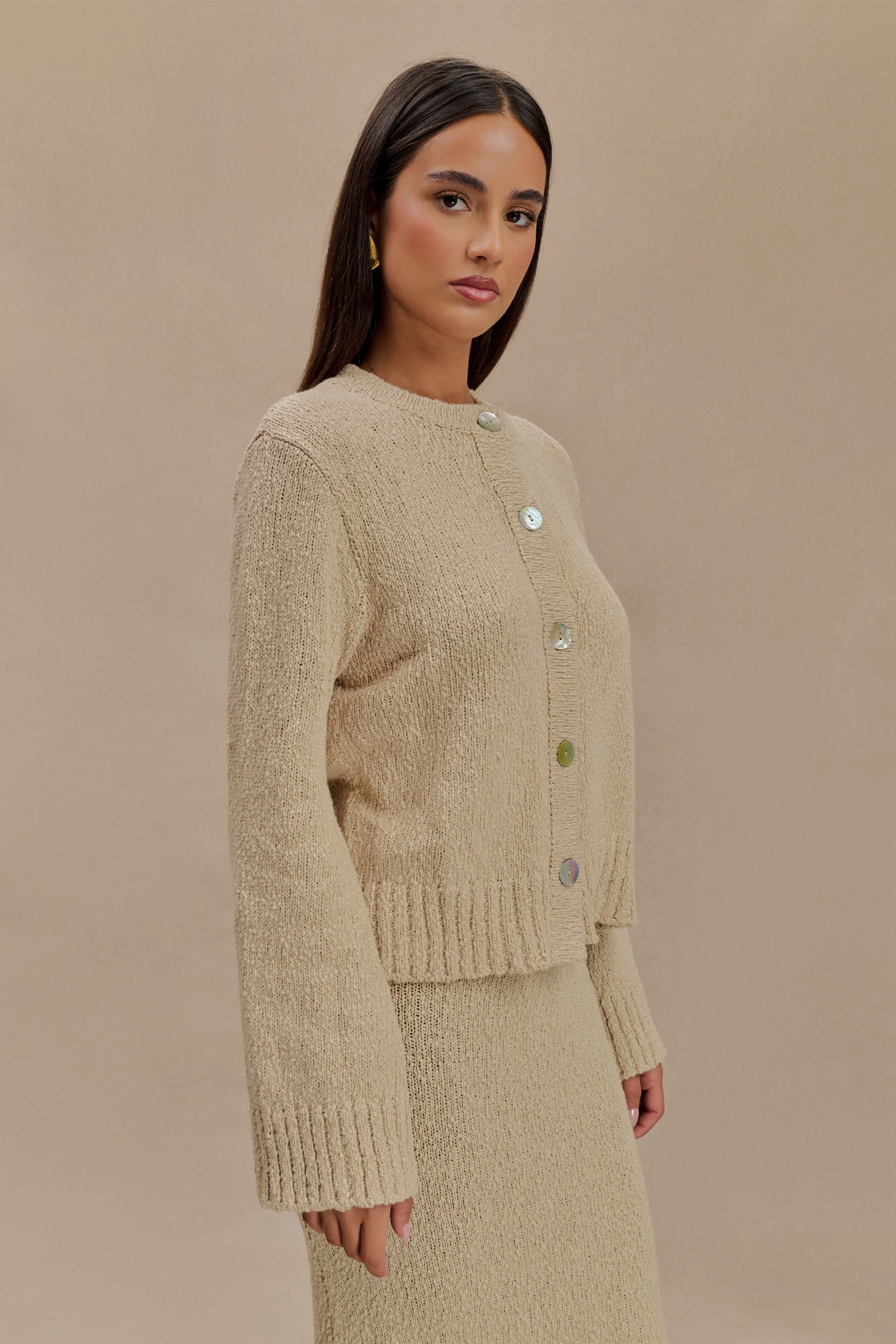 Moira Oversized Boucle Cardigan - Wheat