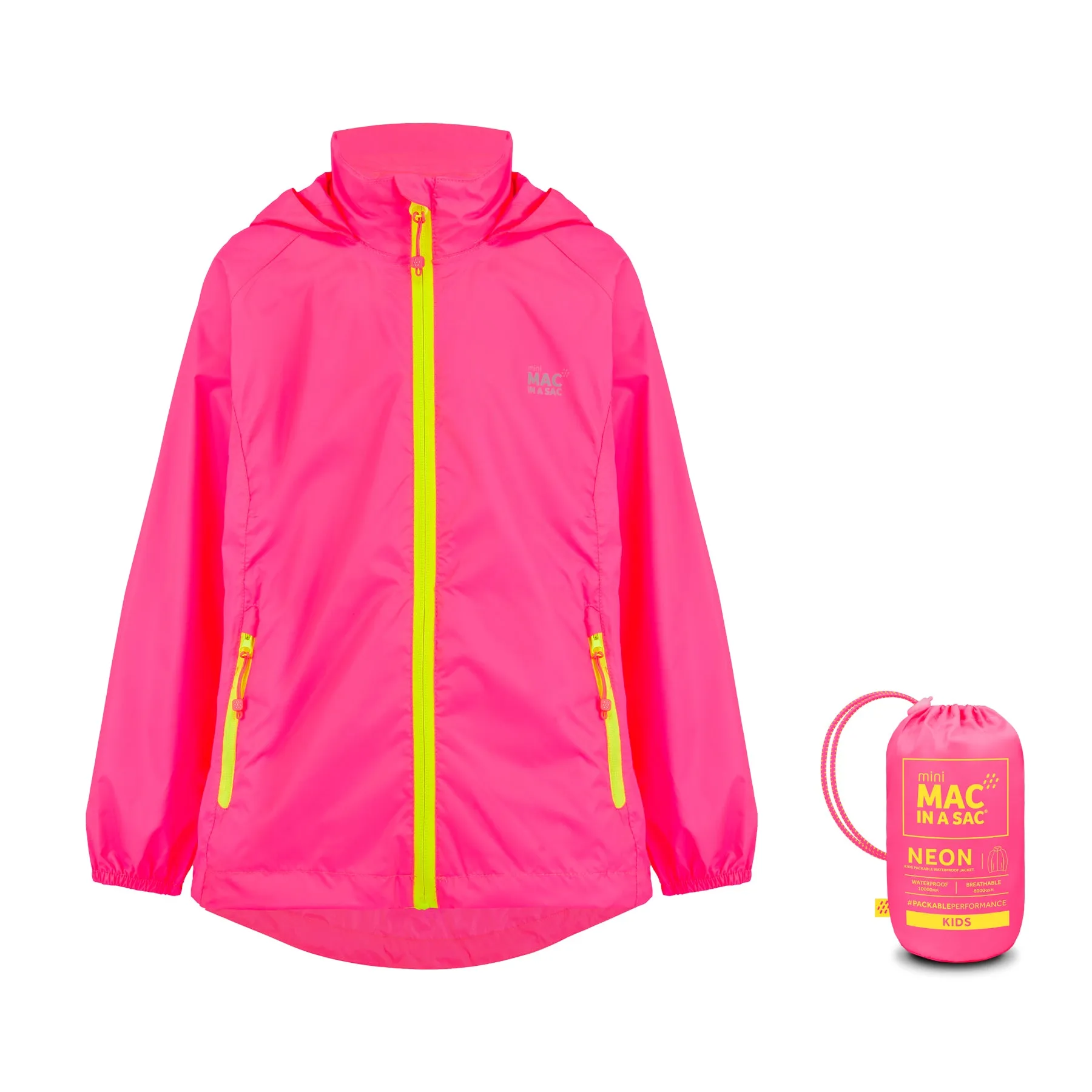 Origin Mini Packable Waterproof Kids Jacket - Neon Pink