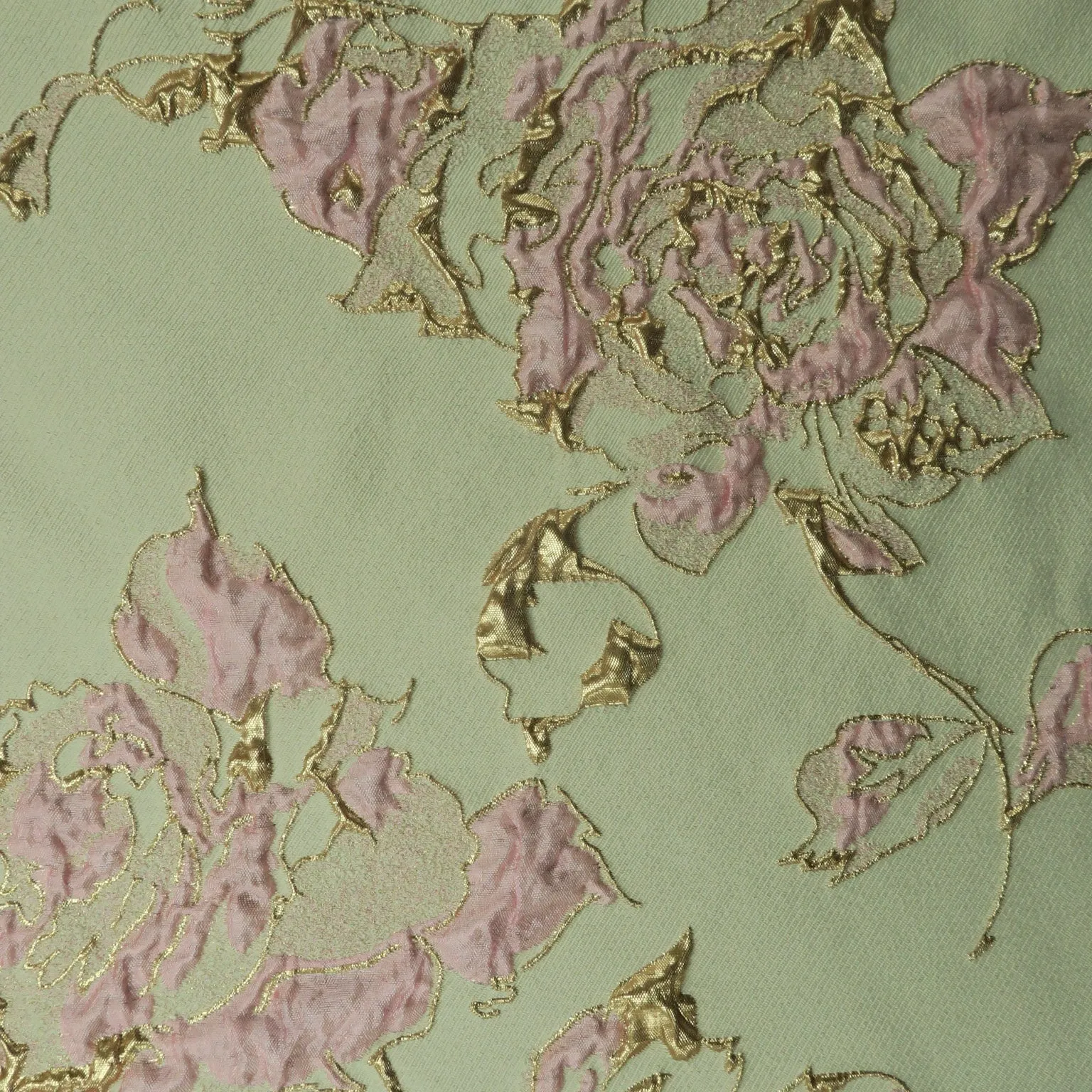 Pink and Rose Gold Abstract Textured Brocade Fabric