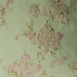 Pink and Rose Gold Abstract Textured Brocade Fabric