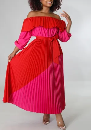 Pleated Two Toned Maxi Dress