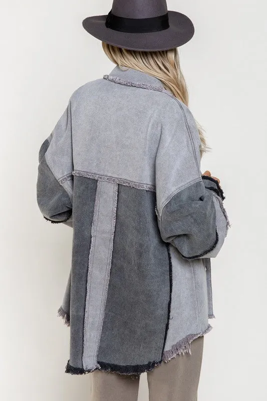 POL Color block Oversized Shacket