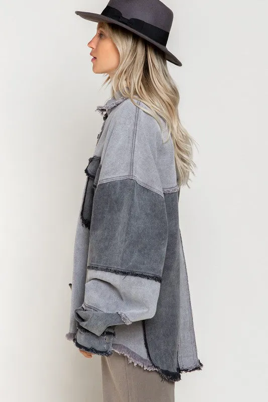 POL Color block Oversized Shacket