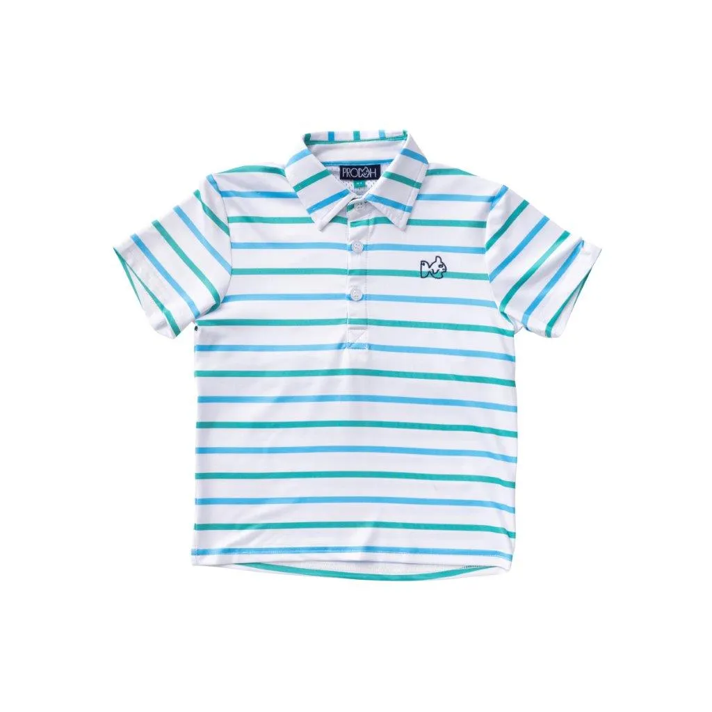 Prodoh Performance Polo in Water Garden Stripe