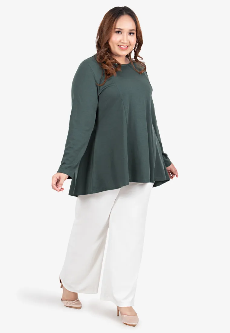 Ribah Demure Flared Top - Sage Green