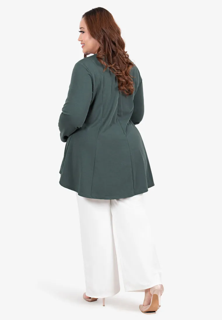 Ribah Demure Flared Top - Sage Green