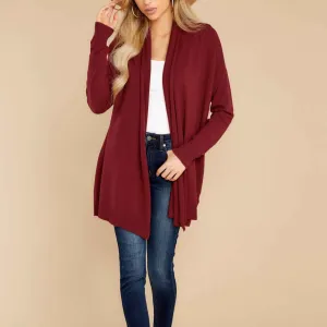 Solid Color Soft Knit Ladies Outerwears Elegant Wholesale Cardigans Fashion